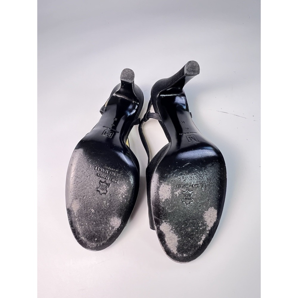 Vintage Bruno Magli Couture Black Satin Peep Toe Slingback Pumps Heels 6 B Italy - Picture 6 of 10
